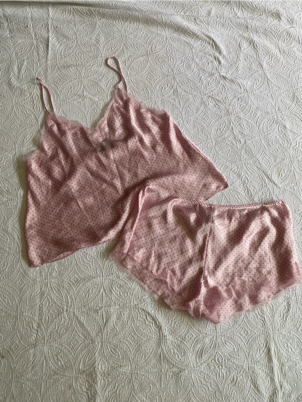 Victoria's Secret Pink Polka Dot Satin Slip Cami